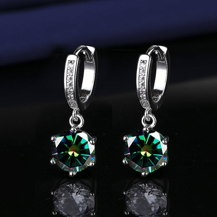 Wholesale Platinum Gold Tassel Earrings Six-Prong Imitation Moissanite Two Carat for Women Everyday Fashion Accessory
