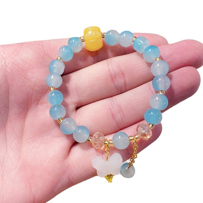 Wholesale Butterfly Bow Glass Bead Bracelet for Kids Trendy Jewelry Accessory MOQ≥3