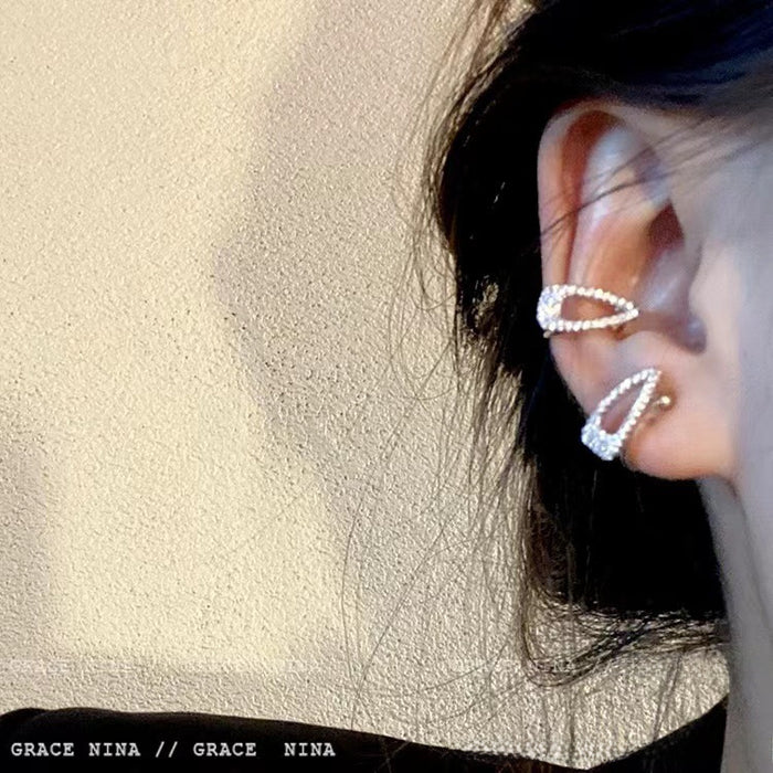 Wholesale High end micro inlaid zircon ear clip for women without ear holes earrings, ear bone clip for versatile earrings