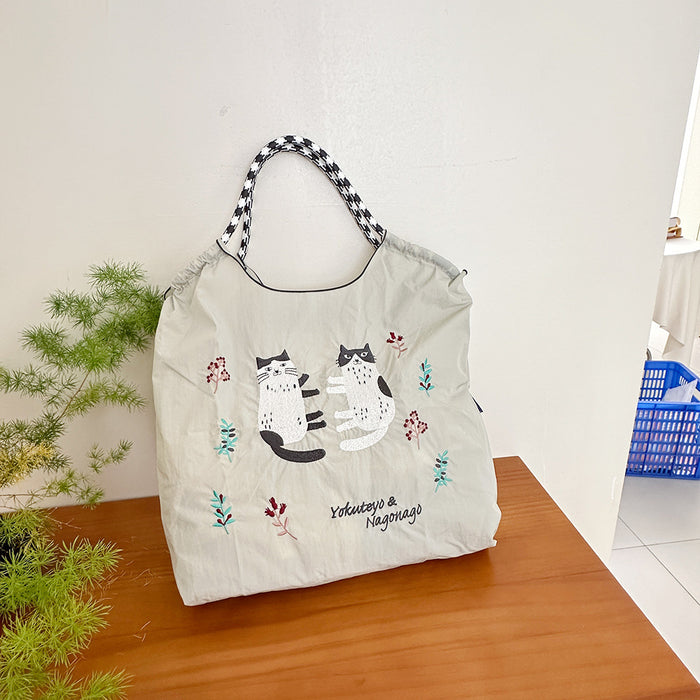 Wholesale Canvas bag embroidery shopping bag tote bag large capacity bag women' s handbag crossbody bag