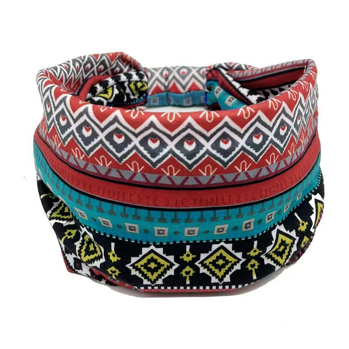 Wholesale Bohemian headband ethnic style printed yoga headband wide edge elastic headband sweat-absorbent headf headdress