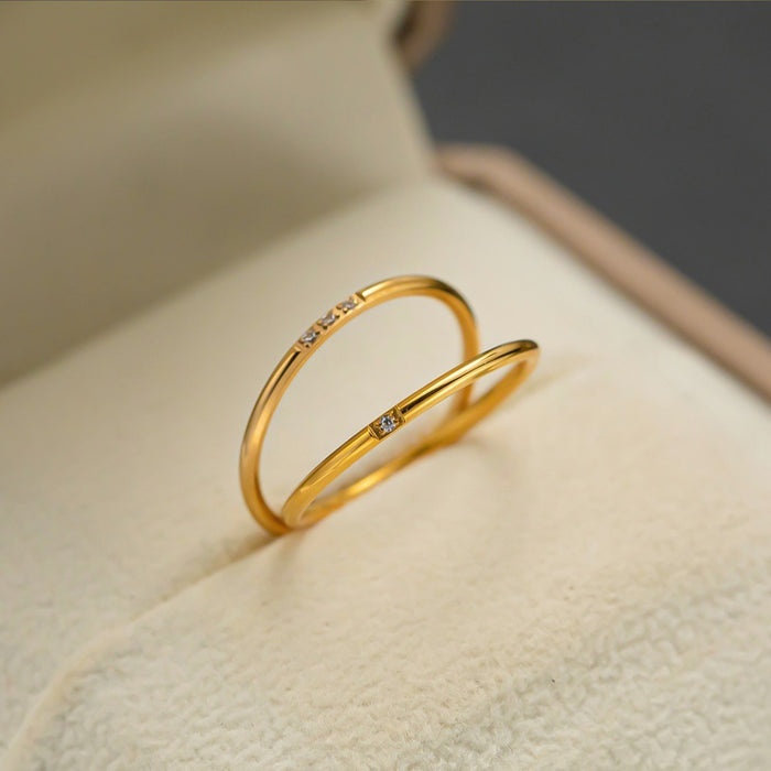 Wholesale Extremely fine simple plain ring zircon titanium steel ring female  non-fading ring