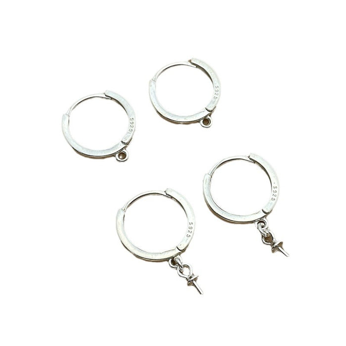 Wholesale Pure silver earring accessories, ear buckles, DIY handmade earrings with loops, semi-finished earrings, pendants