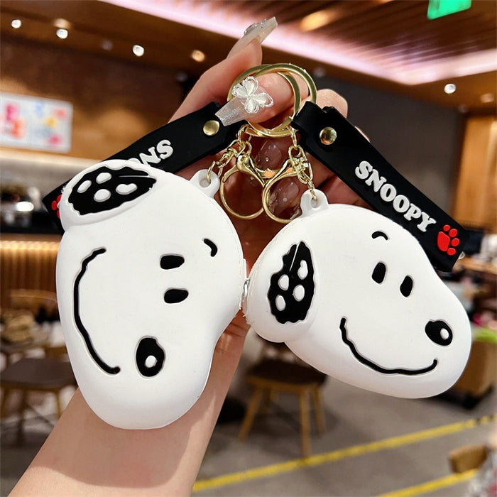 Wholesale  Cartoon Coin Purse Keychain White Dog Key Bag Pendant Men's and Women's Accessories