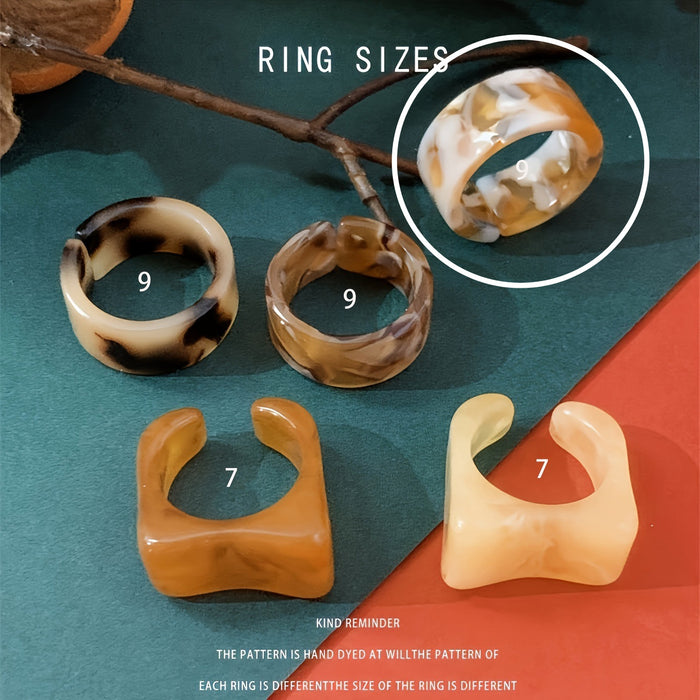 Wholesale Retro amber resin ring with minimalist ring and bracelet