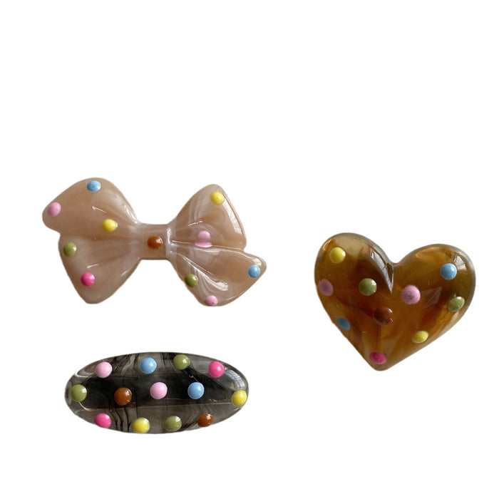 Wholesale Colorful polka dot love bow hair clip, cute bangs clip hair accessory