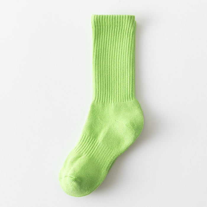 Wholesale Solid color high elastic looped socks for men and women, long socks for sports, cotton socks