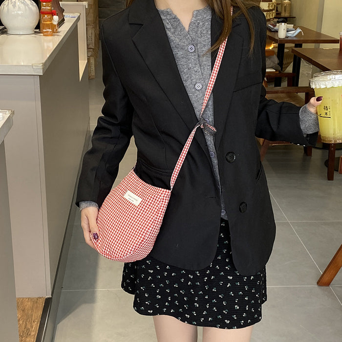 Wholesale Fashionable plaid double-sided back mobile phone crossbody bag, portable large capacity shoulder bag