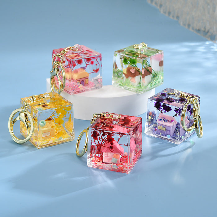 Wholesale Cute Liquid Glitter Bottle Keychain Charm