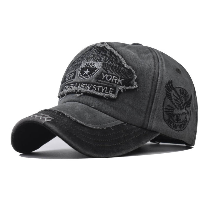 Wholesale Washed old embroidered baseball cap, outdoor five pointed star duckbill cap
