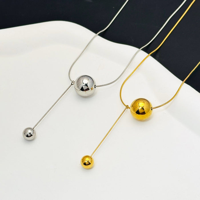 Wholesale Golden Ball Titanium Steel Necklace JDC-NE-MeiC002
