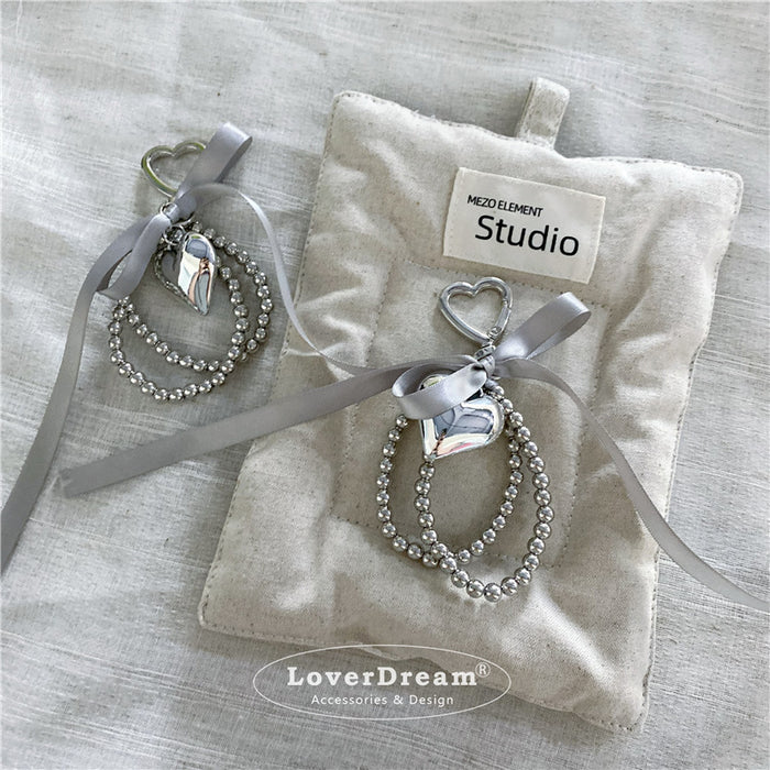 Wholesale silver Beaded Black Ribbon Bow Love Accessories