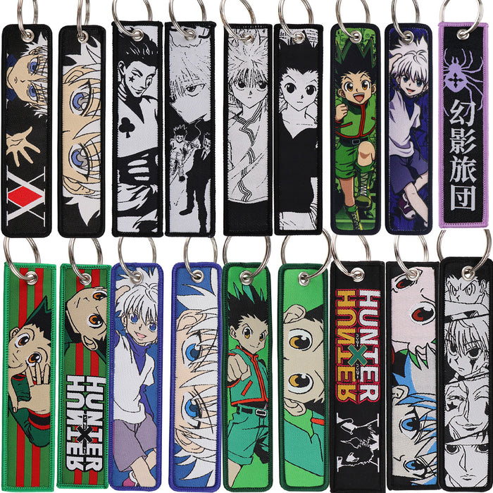 Wholesale Cartoon  Anime Woven Label Keychain Lanyard Woven Fabric