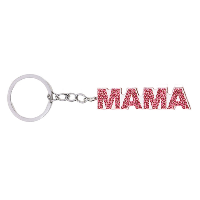 Wholesale Leopard Print Letters MAMA Western Style Wooden Keychain JDC-KC-RongR016