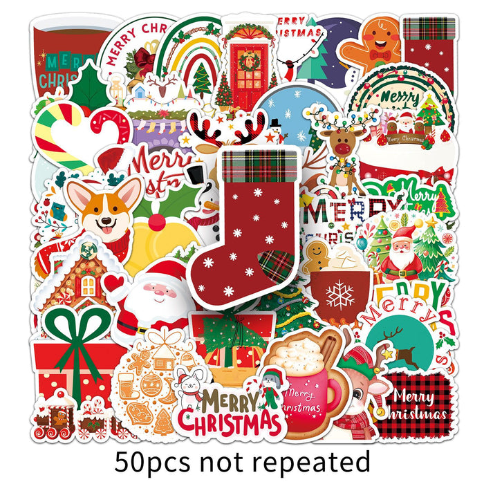 Wholesale 50pcs Christmas  Cartoon Holiday Decoration Stickers