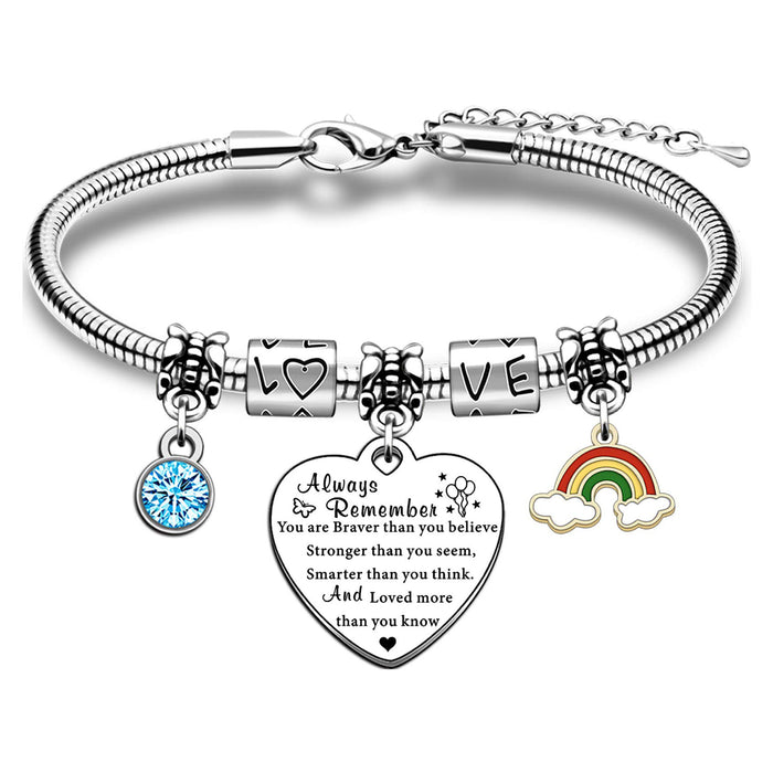 Wholesale Stainless steel chain bracelet with hollowed out heart-shaped circular hanging tag, engraved pendant, diamond inlaid butterfly pendant, stainless steel bracelet