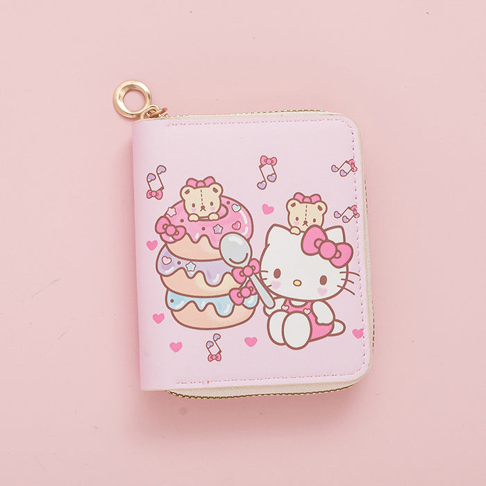 Wholesale Girl Short Cute Printed Student Cartoon  Wallet Coin Purse Id Bag Card Holder