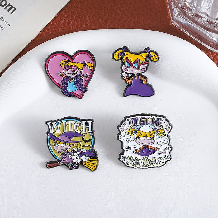 Wholesale Cartoon little girl brooch animation metal badge