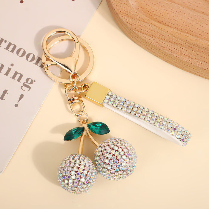 Wholesale Modern minimalist cherry keychain with diamonds