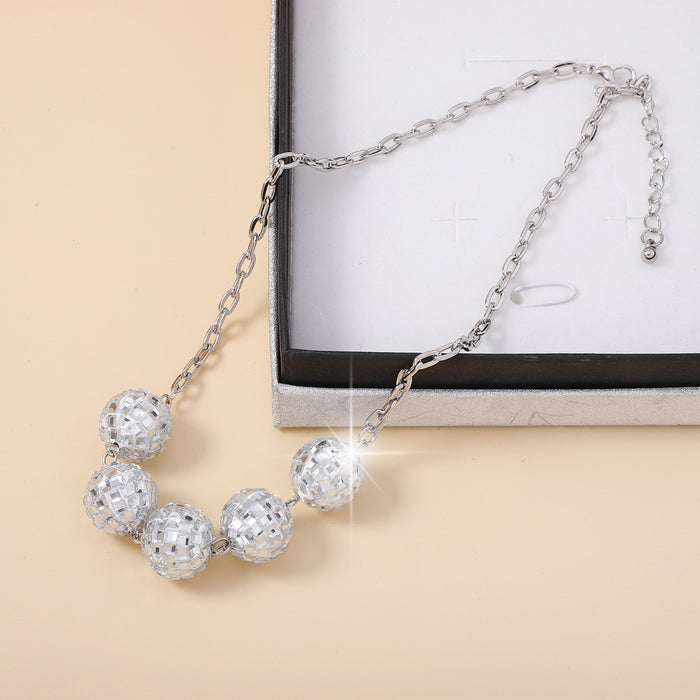 Wholesale Diamond Disco Light Ball Alloy Necklace JDC-NE-YueLi005