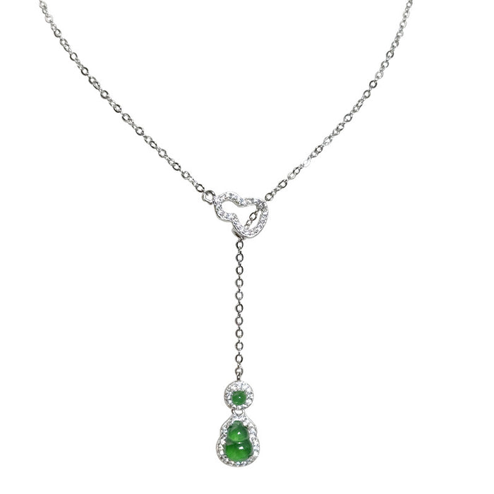 Wholesale Pure silver jade necklace, light luxury, niche temperament, collarbone chain, high-end necklace