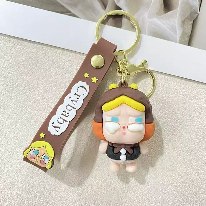 Wholesale Cartoon Flocking Crying Baby Keychain Cute Silicone Doll Doll Car Keychain Gift Bag Pendant