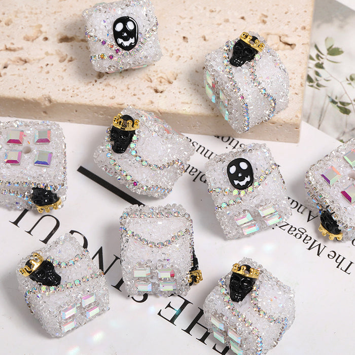 Wholesale 5PCS Halloween Full Diamond Devil Eye Bat Skull Acrylic Sugar Beads JDC-BDS-BoLinge015