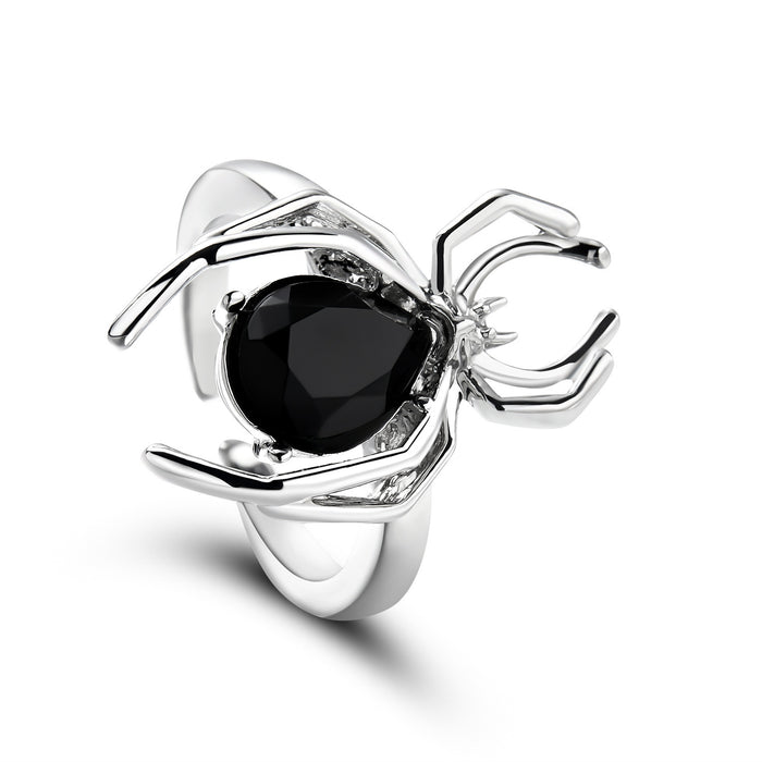 Wholesale Halloween Diamond Alloy Spider Ring JDC-RS-GangM001