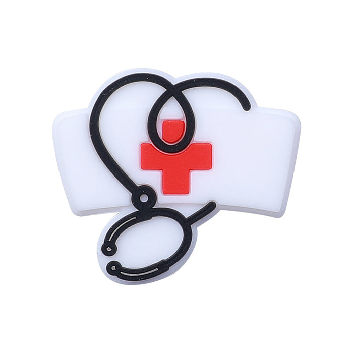 Wholesale 20pcs Cartoon nurse clothing accessories silicone beads creative badge telescopic buckle beaded stethoscope silicone beads