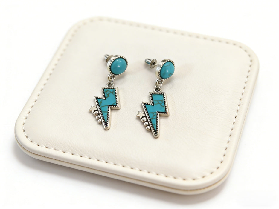 Wholesale Lightning Turquoise Geometric Earrings Ethnic Style Fashion Jewelry