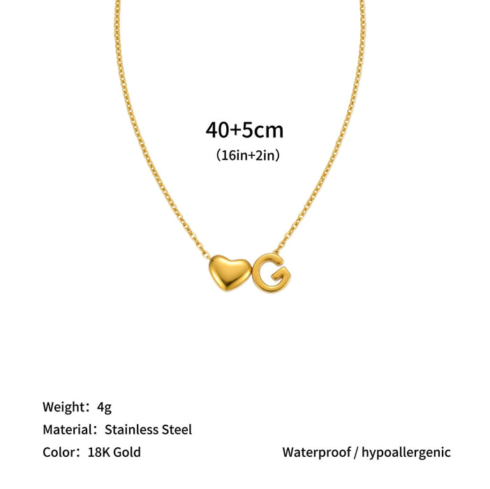 Wholesale Clavicle chain jewelry accessory 26 letter heart pendant titanium steel necklace