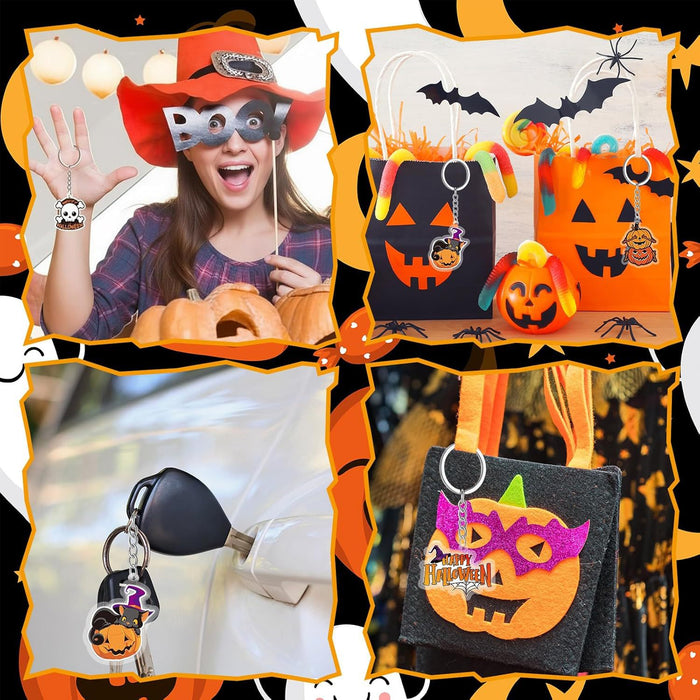 Wholesale Acrylic Keychain Skeleton Ghost Pumpkin Bat Cat Design MOQ≥2