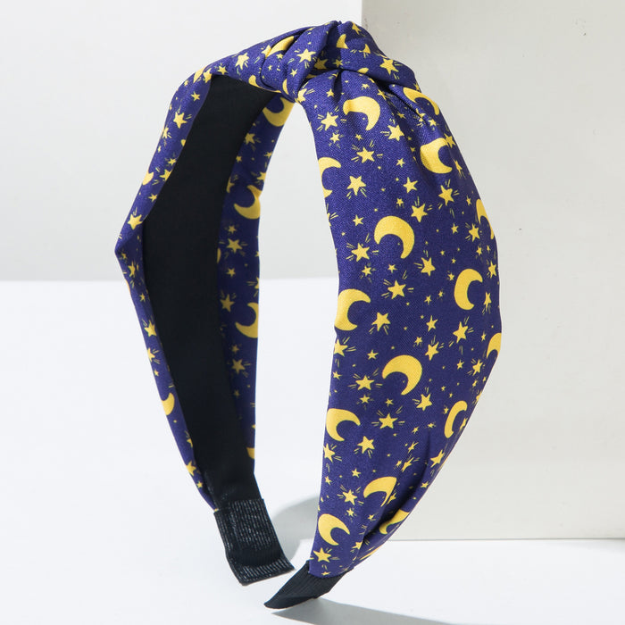 Wholesale Fabric knotted star and moon print headband