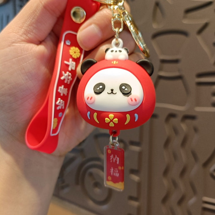 Wholesale Panda Cute 3D Doll Silicone Keychain JDC-KC-MingT128