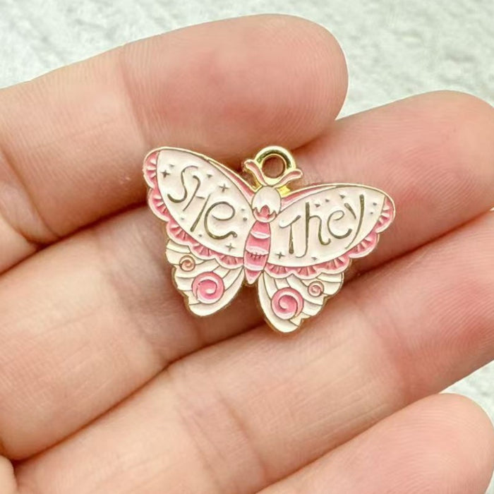 Wholesale 10pcs Colorful Alloy Butterfly and Moth DIY Bracelet Necklace Keychain Pendant