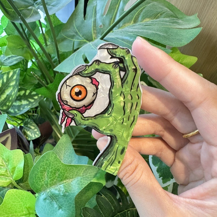 Wholesale Green skull claw ponytail clip eyeball decoration hairpin personality ghost hand clip  shark clip hair accessories