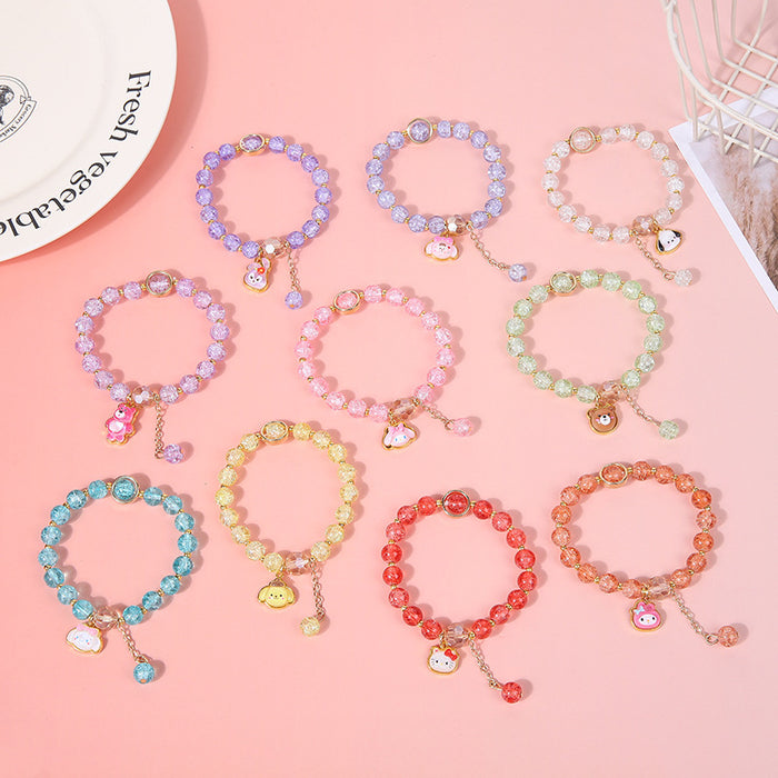Wholesale Crystal bead bracelet cartoon pendant bracelet cute colored glass bracelet