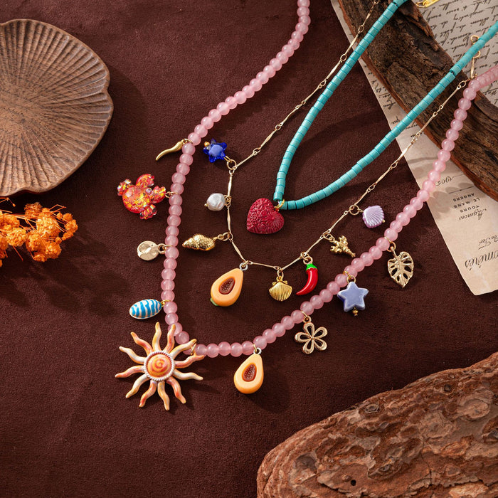 Wholesale Gold Plated Copper Human Face Sun Pendant Necklace With Heart Charm Boutique Resale