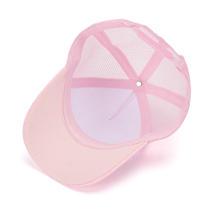 Wholesale Thin lace hat with hollowed out mesh duckbill cap and flower shading breathable sequin baseball cap