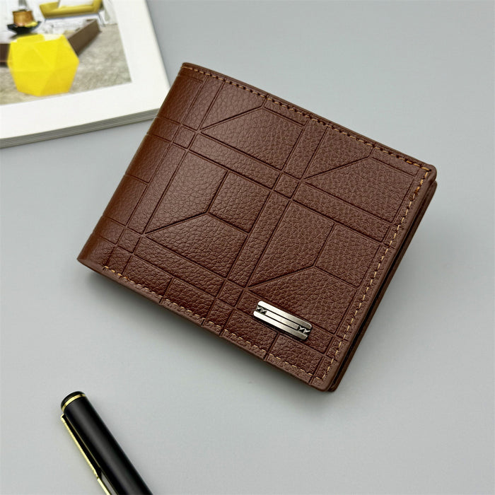 Wholesale Black Geometric Embossed PU Men' s Wallet Stylish Everyday Accessory MOQ≥2