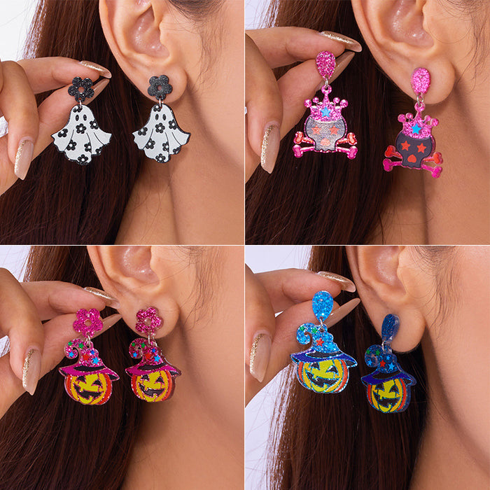 Wholesale  Earrings for Women Niche All-match Design Pumpkin Head Ghost Acrylic Earrings