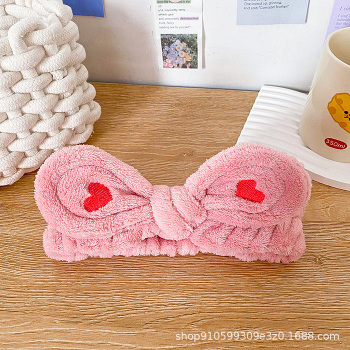 Wholesale Heart Butterfly Hairband for Women Face Washing Makeup Headband Flannel Headband Embroidered Hair Accessory Versatile