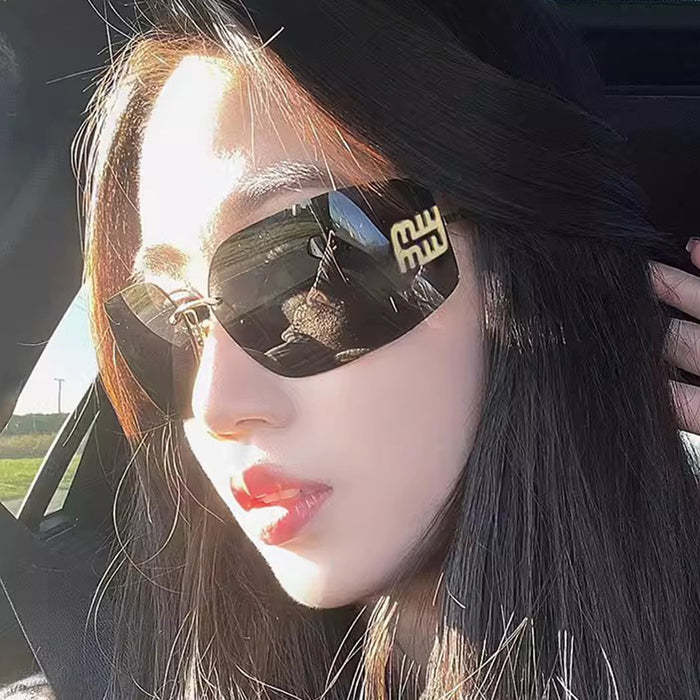 Wholesale Sunglasses curved integrated frameless cut edge sunglasses