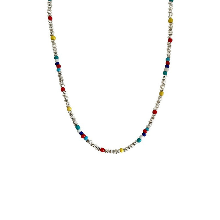 Wholesale Colorful stacked bead necklace, light luxury necklace, niche design, collarbone chain, necklace