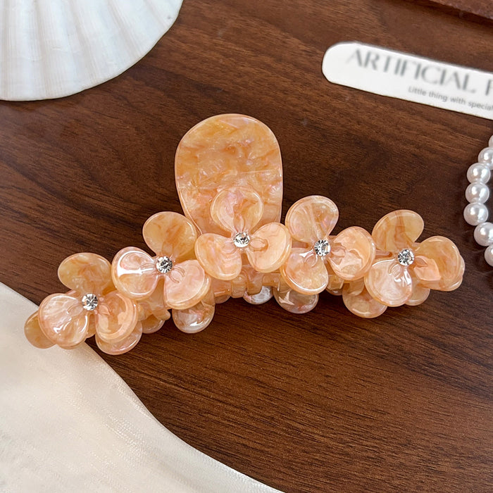 Wholesale Acetate Flower Rhinestone Claw Clip - Boutique Resale Floral Hair Accessory