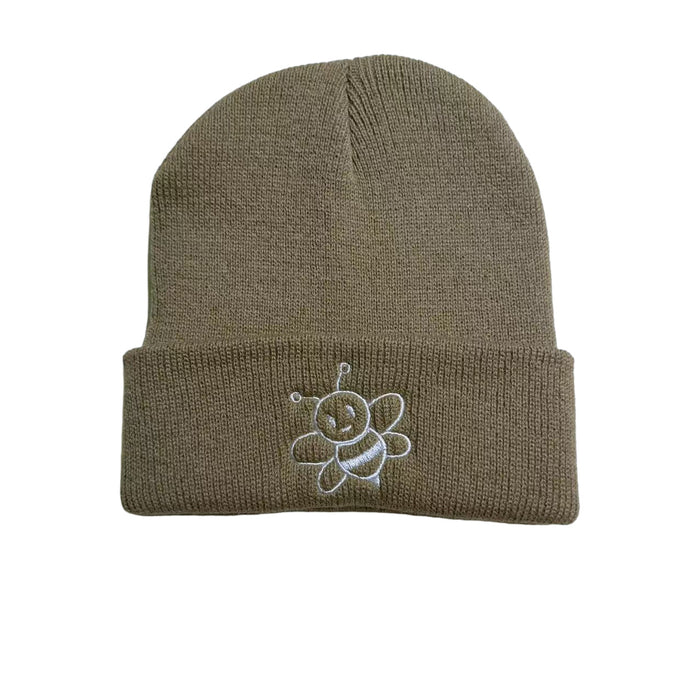 Wholesale Children' s embroidered bee knitted acrylic wool hat cute all-match warm earmuffs