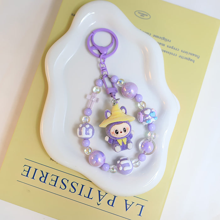 Wholesale Flocking car keychain pendant cartoon cute clown doll bag pendant