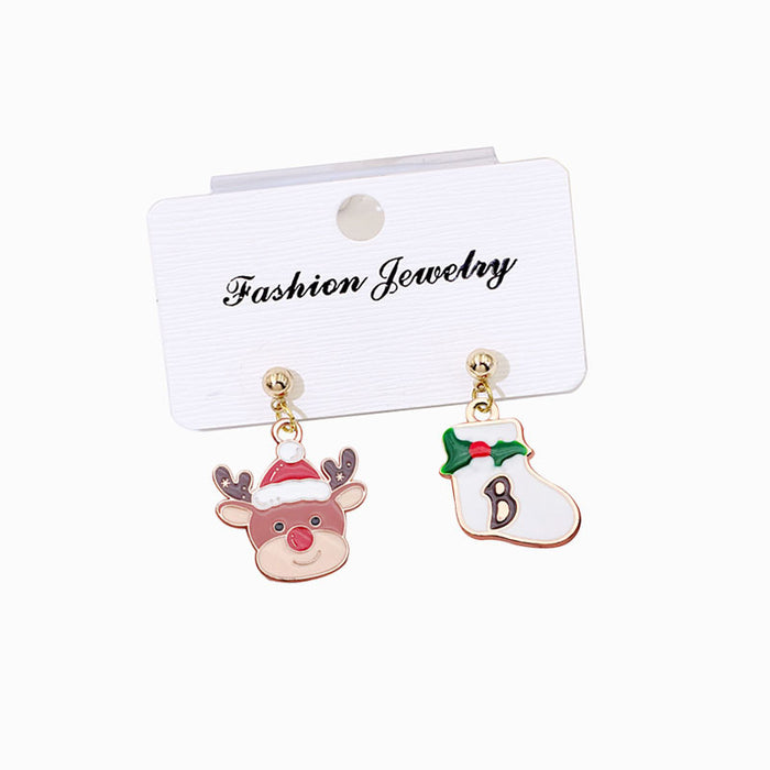Wholesale Metal Electroplated Christmas Earrings Snowflake Elk Design Chic Fashion Access MOQ≥2 MOQ≥