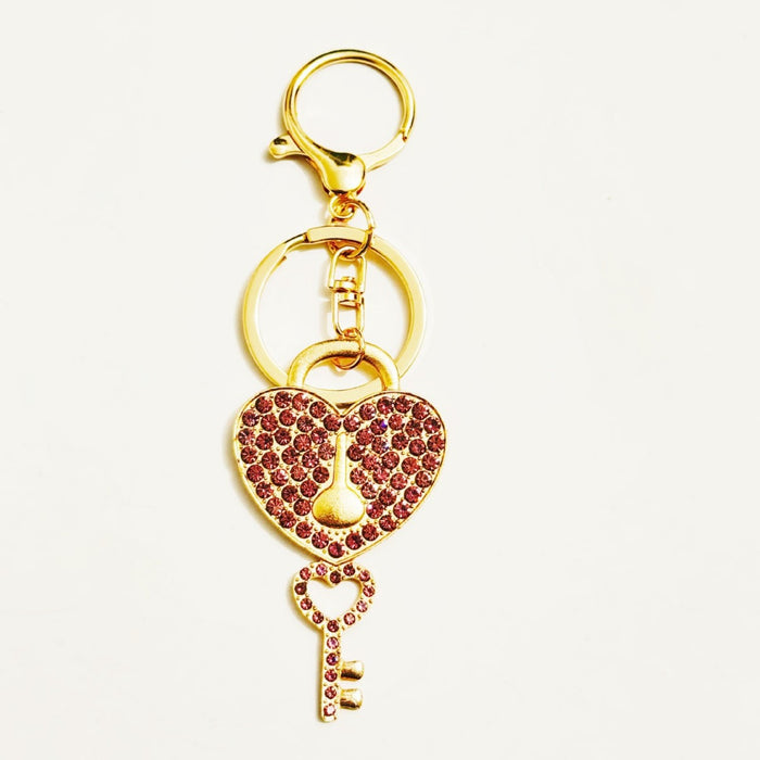 Wholesale Heart Rhinestone Keychain Bag Charm Stylish Keyring For Couple Travel Souvenir Boutique Resale