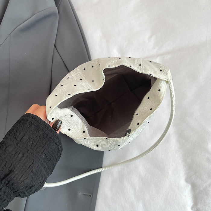 Wholesale Niche polka dot bag, stylish and versatile, single shoulder armpit bag, lightweight and simple bucket bag